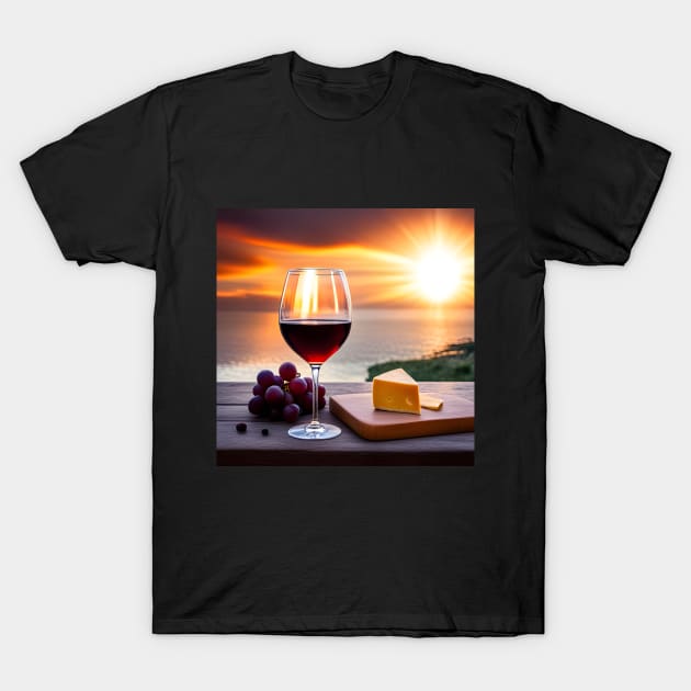 Sunset Wine Moment T-Shirt by SmartPufferFish